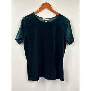 Women’s Karen Kane Large Emerald Green Velvet Short Sleeve Blouse